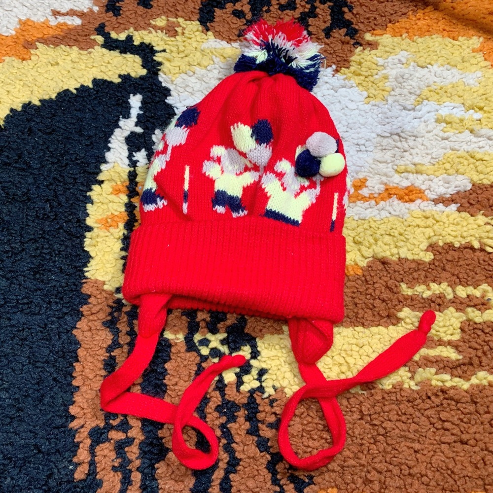 Cutest, VINTAGE, infant, teddy bear, balloon, ear flap beanie!!